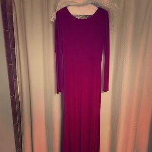 Burgundy Windsor floor length open back gown